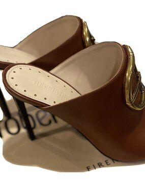 Roberto Cavalli Shoes for Women Brown Leather Clog